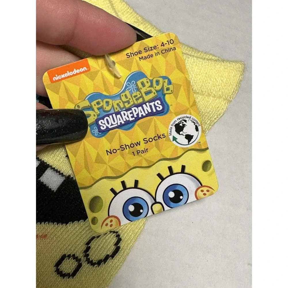 nickelodeon spongebob square pants 1‎ pair womens no show socks size 4-10